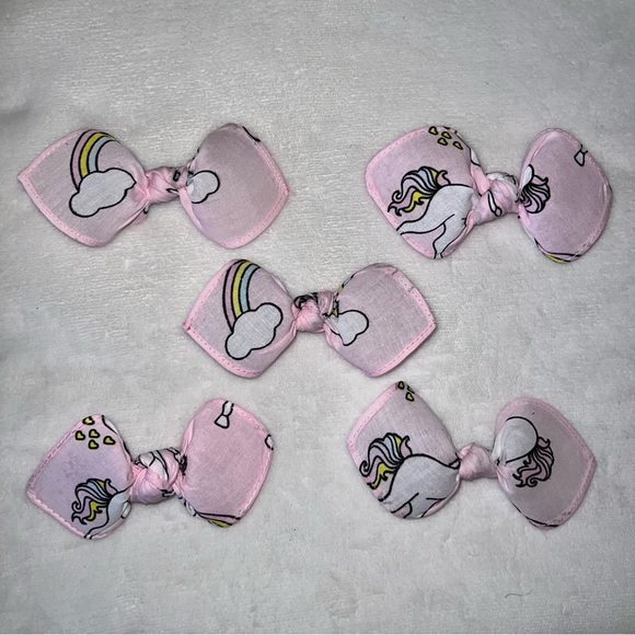 Pink Unicorn and Rainbow Cloud Bandana Knotted Hair Bow - Picture 9 of 11